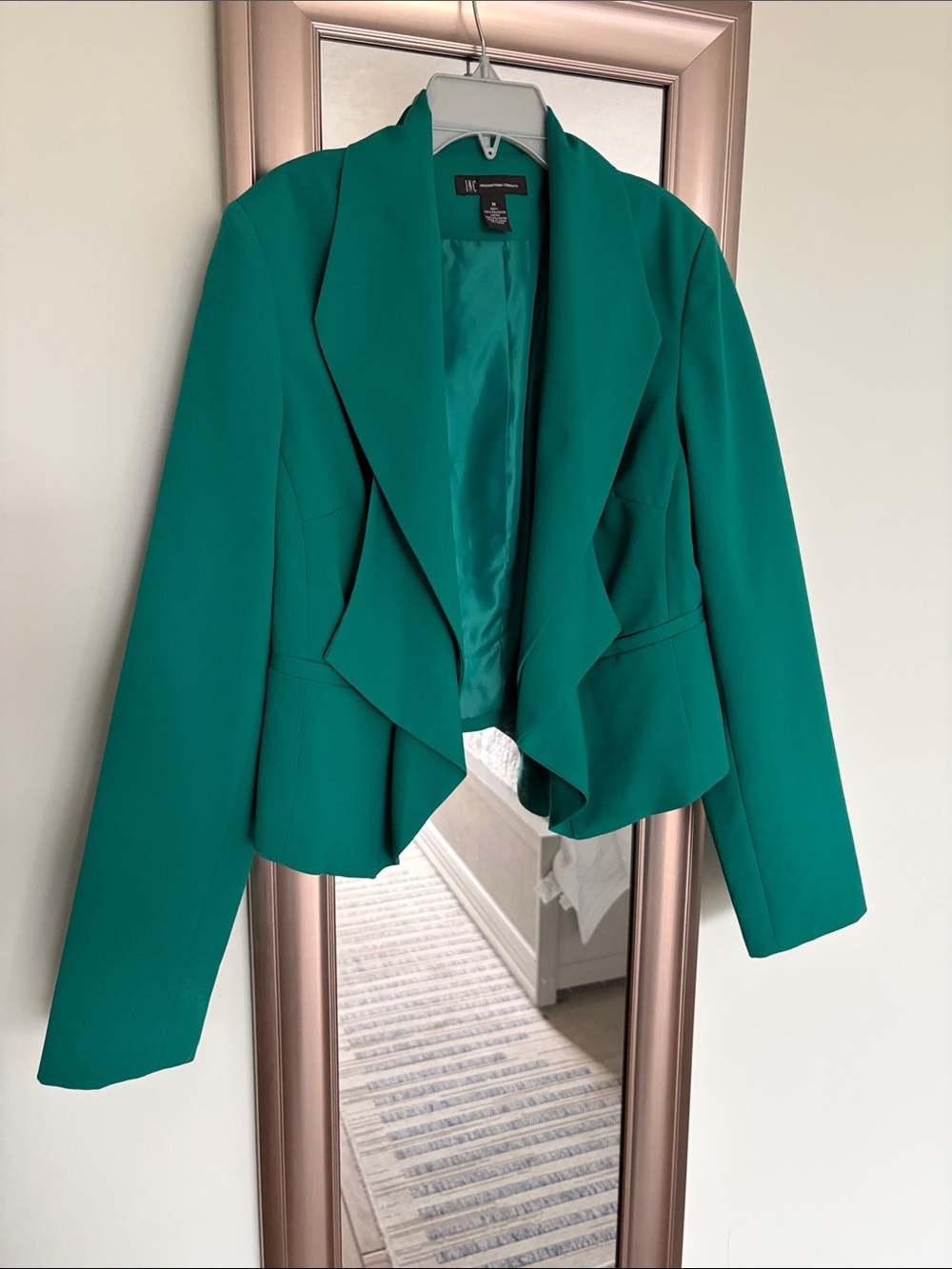INC International Concepts Teal Draped Open-Front Blazer